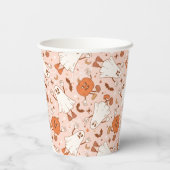 Fun Retro Ghost & Jack-O-Lantern Muster Pappbecher (Rückseite)