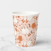 Fun Retro Ghost & Jack-O-Lantern Muster Pappbecher (Rechts)