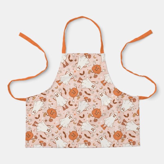 Fun Retro Ghost & Jack-O-Lantern Muster Schürze (Vorderseite)