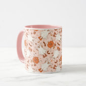 Fun Retro Ghost & Jack-O-Lantern Muster Tasse (Vorderseite Links)