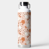 Fun Retro Ghost & Jack-O-Lantern Muster Trinkflasche (Vorderseite)