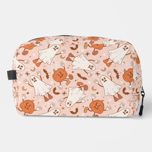 Fun Retro Ghost & Jack-O-Lantern Muster Waschbeutel (Vorderseite)