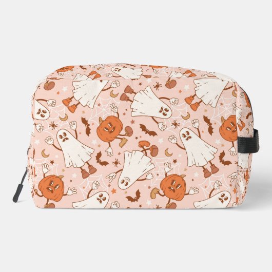 Fun Retro Ghost & Jack-O-Lantern Muster Waschbeutel (Rückseite)