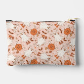 Fun Retro Ghost & Jack-O-Lantern Muster Zubehörtasche (Rückseite)