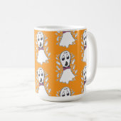 Fun Retro Ghost Pattern Halloween Vintager Cartoon Kaffeetasse (VorderseiteRechts)