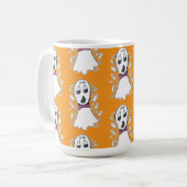 Fun Retro Ghost Pattern Halloween Vintager Cartoon Kaffeetasse (Vorderseite Links)
