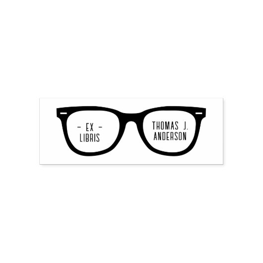 Fun Retro Glasses Individuelle Name Ex Libris Libr Permastempel (Design)