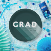 Fun Retro Green White Graduation Party Pappteller (Party)