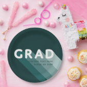 Fun Retro Green White Graduation Party Pappteller (Party)