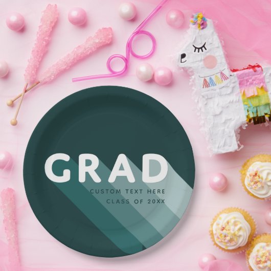 Fun Retro Green White Graduation Party Pappteller (Party)