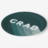 Fun Retro Green White Graduation Party Pappteller (Schrägansicht)