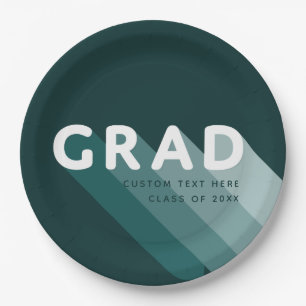 Fun Retro Green White Graduation Party Pappteller