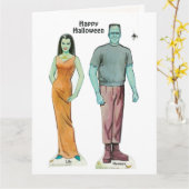 Fun Retro Halloween 🦇 Reproduction Paper Doll Car Karte (Gelbe Blume)