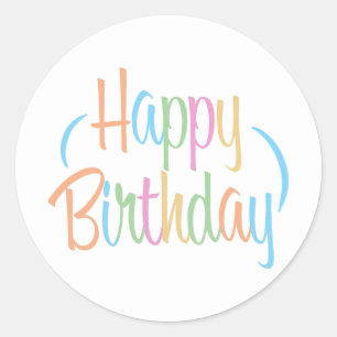Fun Retro Happy Birthday Runder Aufkleber