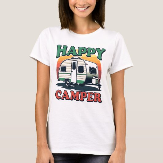 Fun Retro Happy Camper Weiße Frauen T-Shirt (Vorderseite)