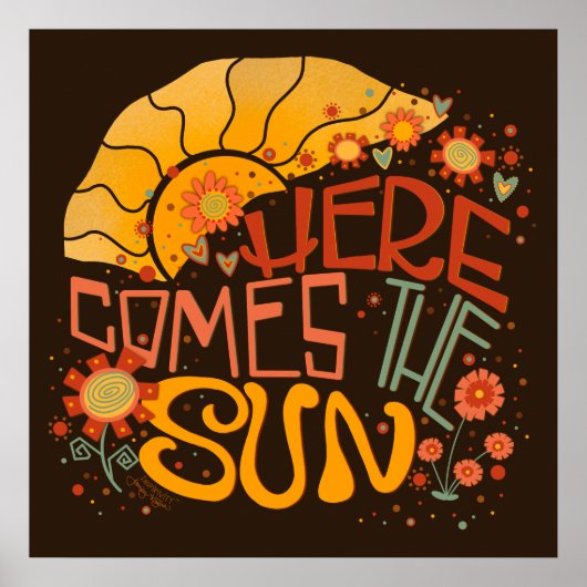 Fun Retro Hier kommt die Sonneninspirivität Poster (Vorne)