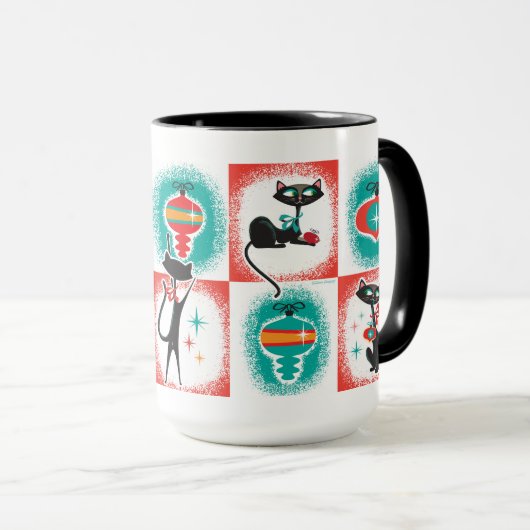 Fun Retro Katzen Weihnachten Kaffee Tasse (VorderseiteRechts)