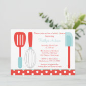 Fun Retro Kitchen Bridal Dusche Einladung (Stehend Vorderseite)