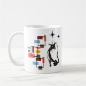 Fun Retro Kitty Mid Century Square Cat Kaffeetasse (Links)