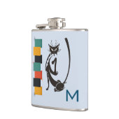 Fun Retro Kitty Monogram Mid Century Cat Flachmann (Links)