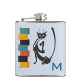 Fun Retro Kitty Monogram Mid Century Cat Flachmann (Vorderseite)