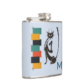 Fun Retro Kitty Monogram Mid Century Cat Flachmann (Rechts)