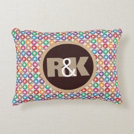 Fun Retro-Kreise mit Paaren Monogramm Dekokissen