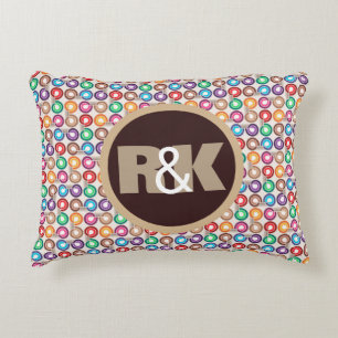 Fun Retro-Kreise mit Paaren Monogramm Dekokissen