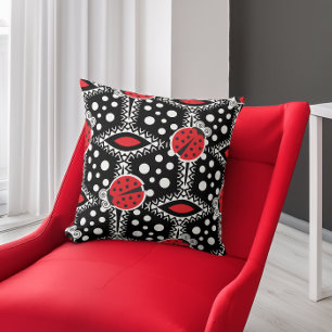 Fun Retro Ladybugs Polka Dot  Kissen