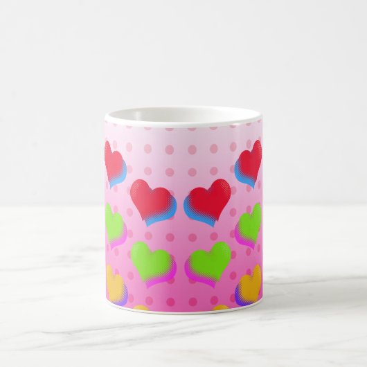 Fun Retro Liebe rosa Herz Muster Kaffeetasse (Mittel)