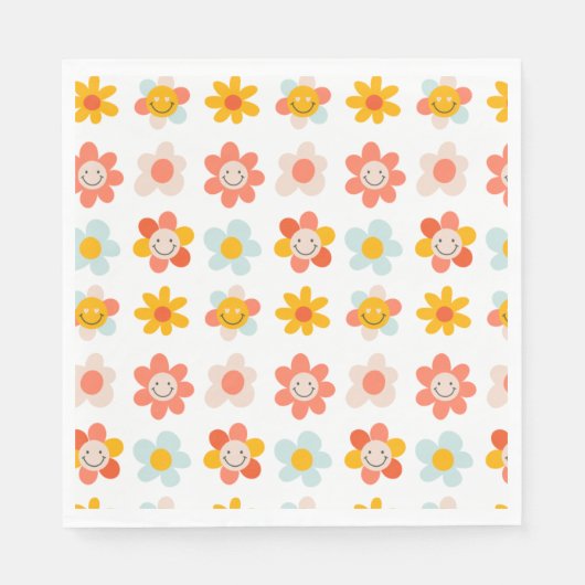 Fun Retro Moderne Hippie-Blume Serviette (Vorderseite)