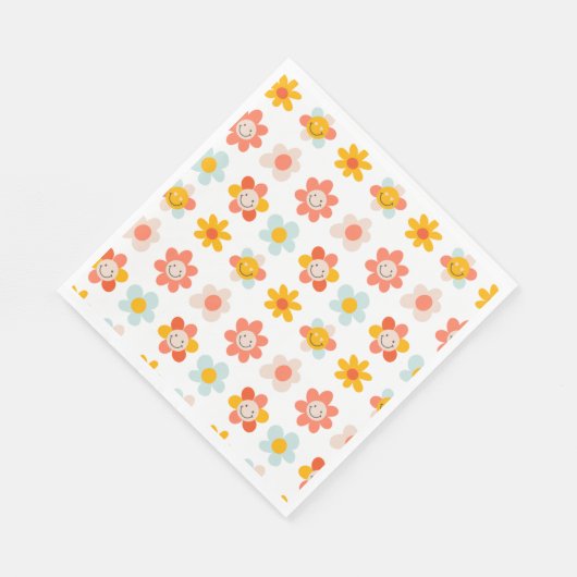 Fun Retro Moderne Hippie-Blume Serviette (Ecke)