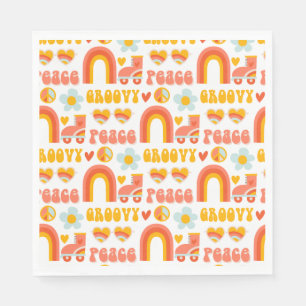 Fun Retro Moderne Hippie-Redewendungen und Regenbo Serviette