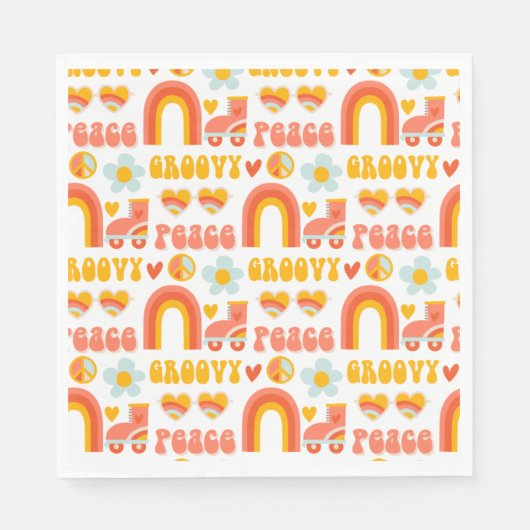 Fun Retro Moderne Hippie-Redewendungen und Regenbo Serviette (Vorderseite)