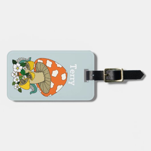 Fun Retro Mushroom Gepäckanhänger (Vorderseite horizontal)