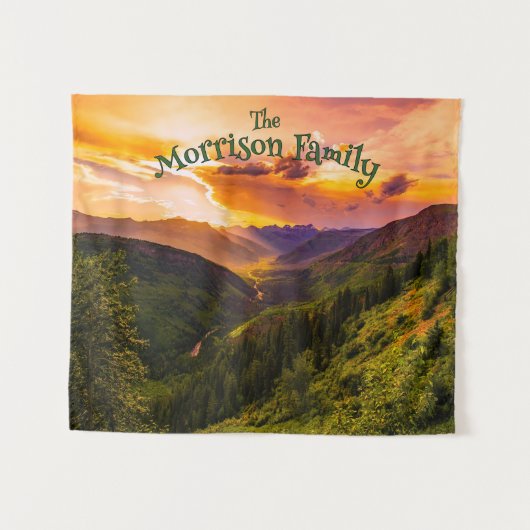 Fun Retro Mushrooms Family Wiedersehen Foto Hinter Wandteppich (Vorderseite (Horizontal))