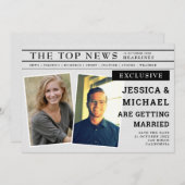 Fun Retro Newspaper Einzigartiges Foto für Schlagz Save The Date (Vorne/Hinten)