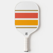 Fun Retro orange gelbe Streifen auf weiß Pickleball Schläger (Rückseite)
