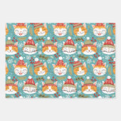 Fun Retro Orange Katzen Weihnachten Geschenkpapier Set (Vorderseite 2)