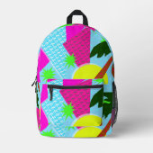 Fun Retro Palm Neon Epic Aighties Muster Bedruckter Rucksack (Vorderseite)