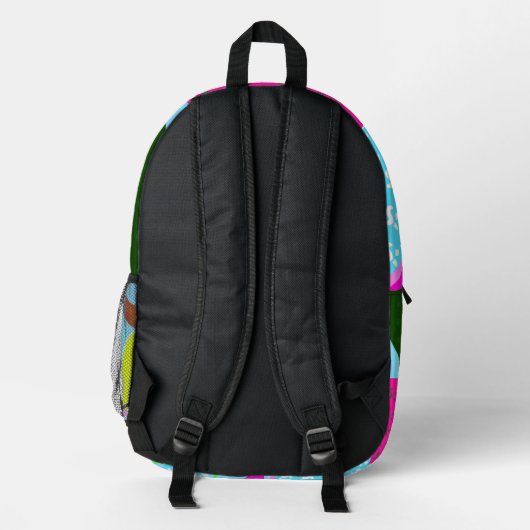 Fun Retro Palm Neon Epic Aighties Muster Bedruckter Rucksack (Rückseite)