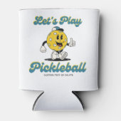 Fun Retro Pickleball Cartoon Mascot Personalisiert Dosenkühler (Vorderseite)