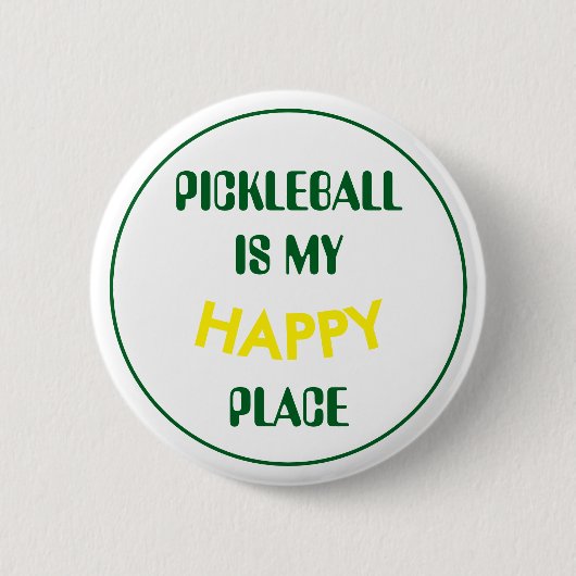 Fun Retro Pickleball ist mein glücklicher Ort Button (Vorderseite)