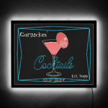 Fun Retro Pink Cocktail Bar Pub LED Signatur