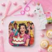 Fun Retro Pop Art Comic Mid-Century Birthday Pappteller (Party)