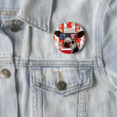 Fun Retro Popcorn Whimsical Kuh - Rote Streifen Button (Beispiel)