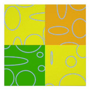 Fun Retro Quad Circles Schleifen gelb-grün Orange Poster