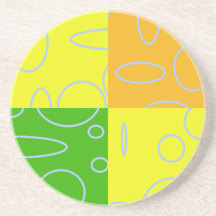 Fun Retro Quad Gelb Grün Orange Geometrisch Getränkeuntersetzer