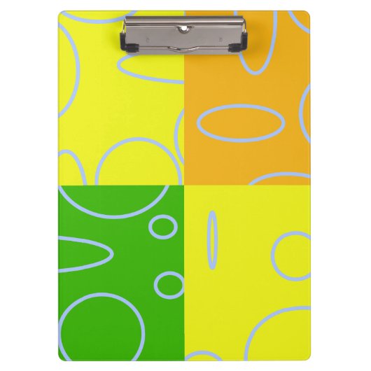 Fun Retro Quad Gelb Grün Orange Geometrisch Klemmbrett (Vorderseite)