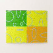 Fun Retro Quad Gelb Grün Orange Geometrisch Puzzle (Horizontal)